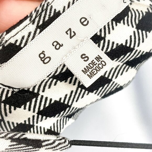 2/$30 Gaze Gingham Check Plaid Print Pattern Black White Cropped Tank Top Crop - Picture 5 of 5